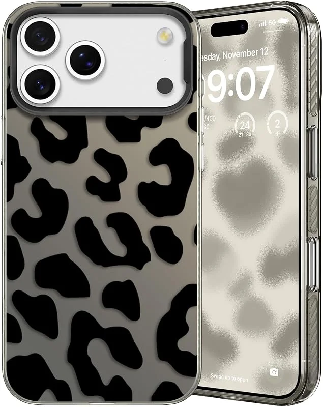ZCDAYE Fodral till iPhone 17 Pro Max Sött Tryckt Telefonfodral, Svart Leopard — Mobil och surfplatta