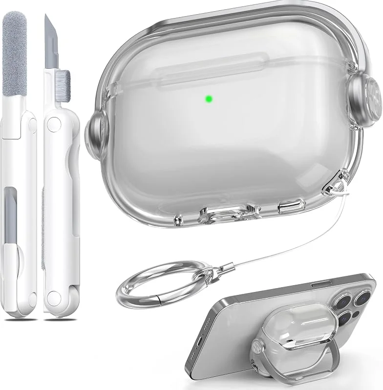 Kompatibel med AirPods Pro 3:e generationens fodral, överöronsdesign med lås, genomskinligt gulningsskyddande och mjukt stötsäkert skal Kompatibel med AirPods Pro 3 fodral, svart — Mobil och surfplatta