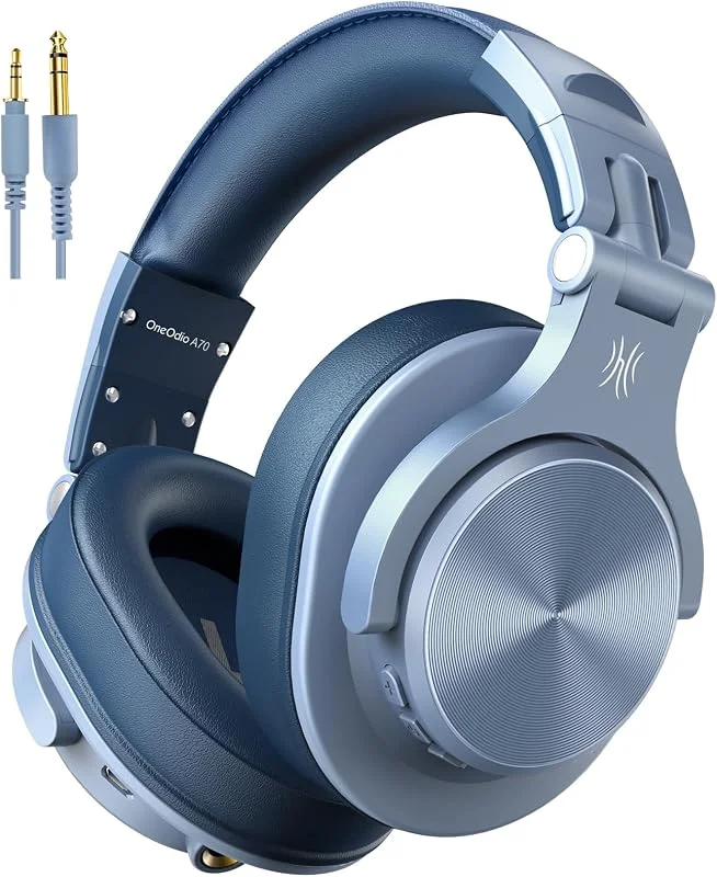 OneOdio A70 Over Ear Bluetooth-hörlurar, hopfällbart trådlöst och trådbundet headset med mikrofon, professionell studiomonitor, blandande hörlurar för PC, telefon (blå) — Hörlurar och ljud