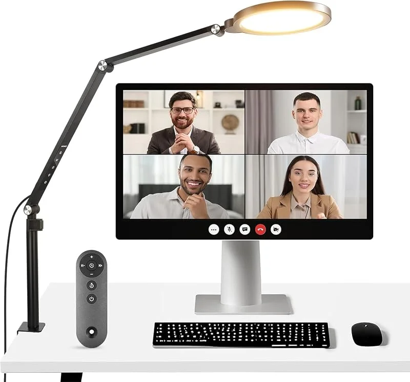 NEEWER 18W 7" grundläggande skrivbordsring för belysning videokonferenser streaming, 3000-6500K dimbart LED-cirkulärt LED-ljus med ledad arm och C-klämma för telefon, dator zoomsamtal, R18 — Mobil och surfplatta