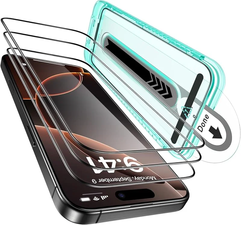 ESR 3-pack för iPhone 16 Pro skärmskydd, Flawless Fit Tray — Mobil och surfplatta