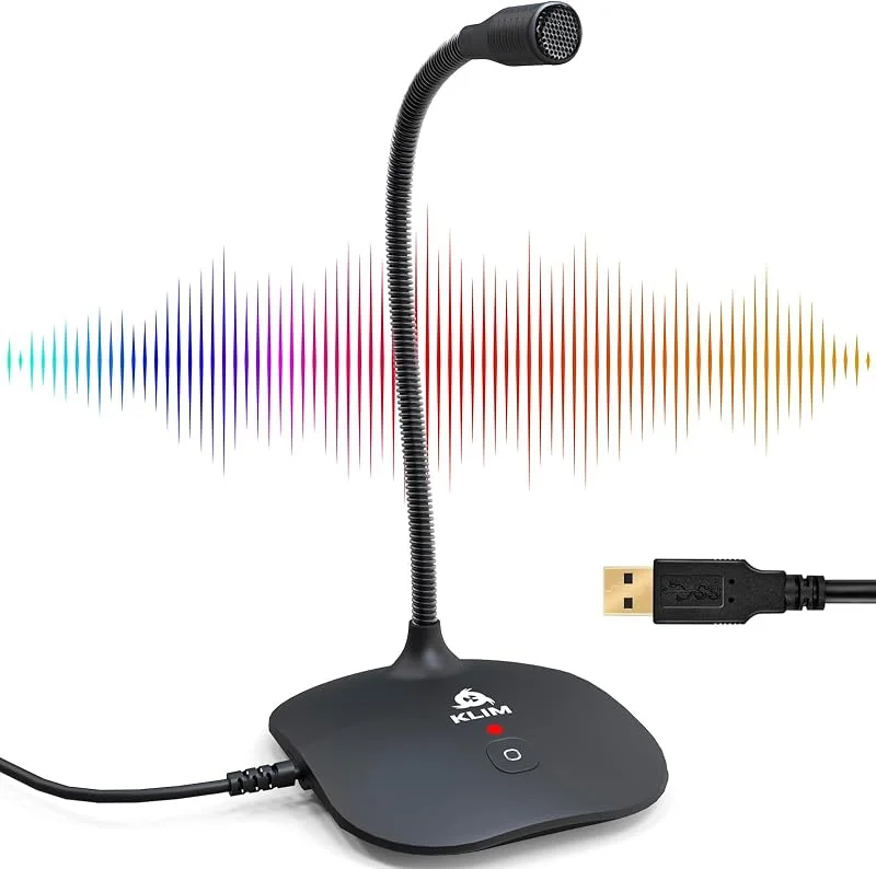 KLIM Talk USB – stativmikrofon PC och Mac – kompatibel med alla datorer – professionell USB-mikrofon – HD-ljud USB-mikrofon 2024 – svart — Hörlurar och ljud
