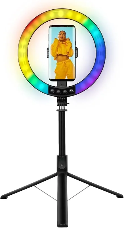 LOGILINK 066678 LUZ LED 26RGB RING 25 cm MED TRÍPODE EXTENSIBLE STÄCK svart — Mobil och surfplatta
