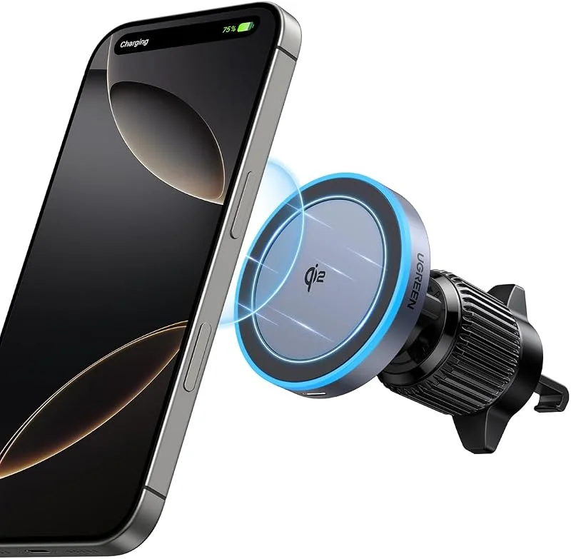 UGREEN Qi2-certifierad 15W MagSafe-bilhållare för iPhone 12-17 — Mobil och surfplatta