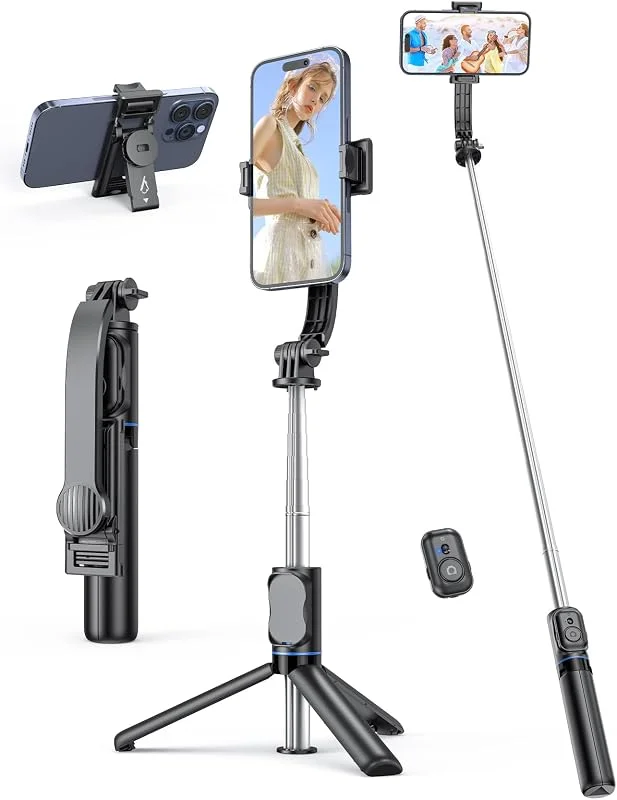 Selfie Stick med avtagbar mobiltelefonhållare, 106 cm utdragbart mobiltelefonstativ med fjärrkontroll, 360° vridbar stativstativ för iPhone, Samsung och Android-smartphones (svart) — Mobil och surfplatta
