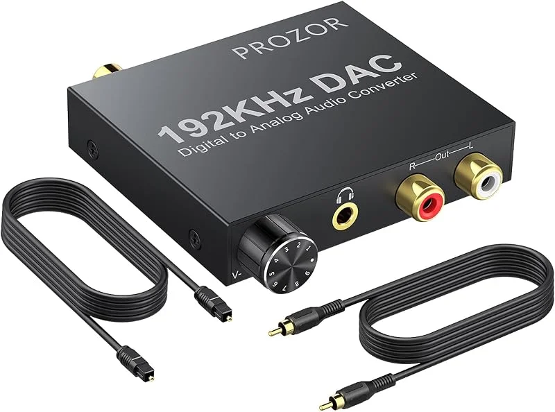 192KHz DAC-omvandlare volym justerbar digital SPDIF optisk koaxial Toslink till analog stereoljud L, R RCA 3, 5 mm uttag ljud — Hörlurar och ljud