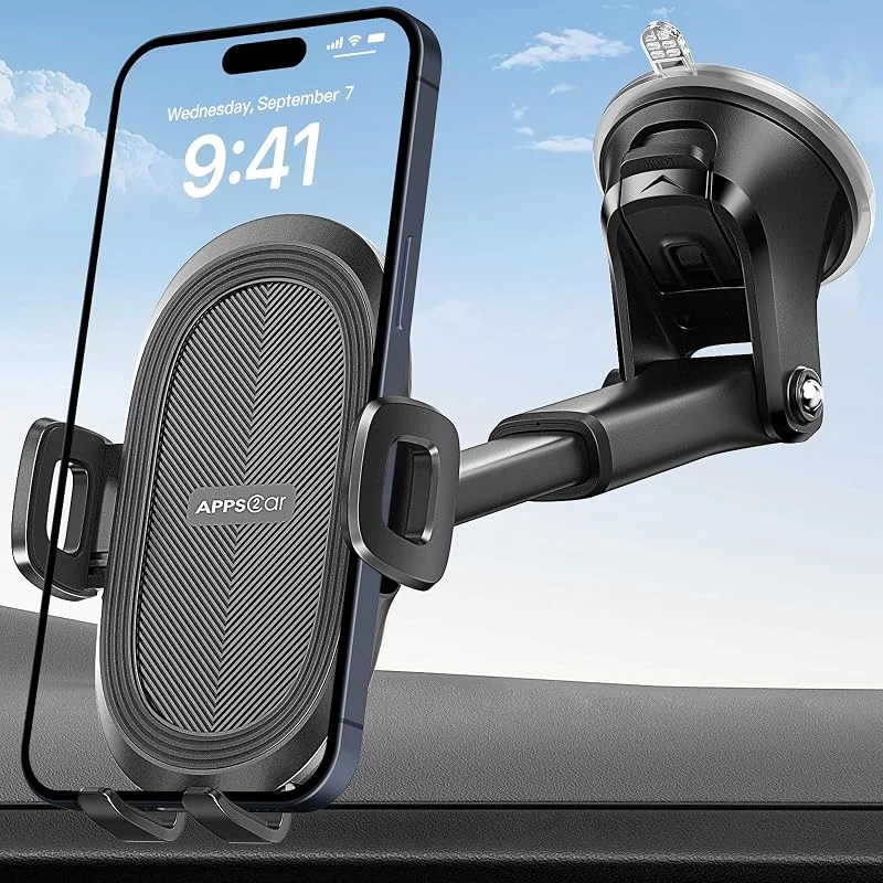 APPS2Car sugkopp telefonhållare vindruta, instrumentpanel, fönster, universell instrumentbräda och vindruta sugkopp biltelefonmontering med stark klibbig geldyna, kompatibel med iPhone, Samsung och — Mobil och surfplatta
