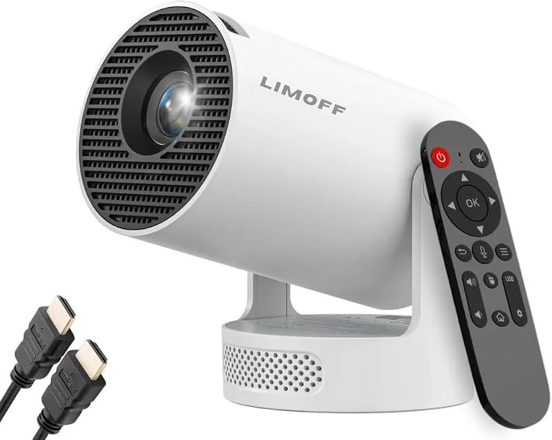Mini-projektor 1080P Full HD-stöd och 720P infödd, bärbar med Wi-Fi 6 och Bluetooth 5.4, liten bilnyckelprojektor och 180° rotation, kompatibel med HDMI, TV-stick, laptop, USB — Portabel digital och ljud