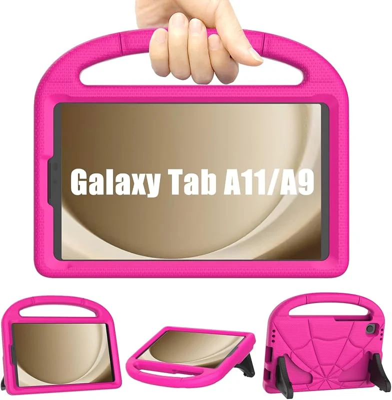 Barnfodral för Samsung Galaxy Tab A11 8, 7 tum 2025, Galaxy Tab A9 8, 7 tum 2023 med handtagshållare, Samsung A11, A9 surfplattefodral för Tab A11 2025 & Tab A9 2023 & Tab A7 Lite 2021 - rosa — Mobil och surfplatta