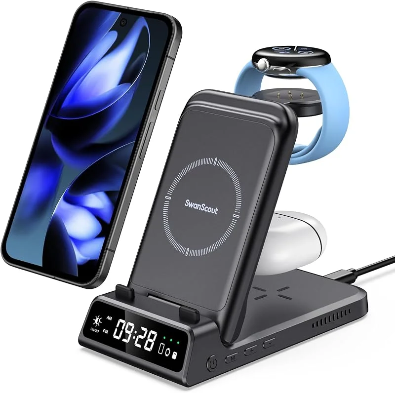 Trådlös Laddare för Google Pixel 11, Pro, Pro XL, 10, 9, 8 & Pixel Watch 3, 2 — Mobil och surfplatta