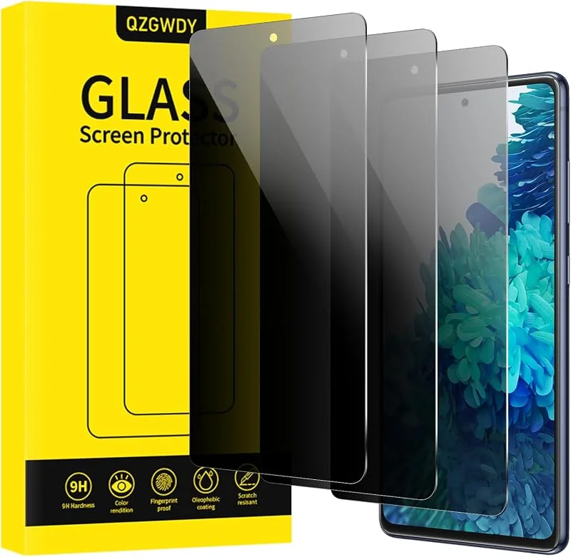 Spionskydd av härdat glas för Samsung Galaxy S20 FE, set med 3 skärmskydd för glasskydd utan bubblor, hårdhet 9H, lätt att installera — Mobil och surfplatta