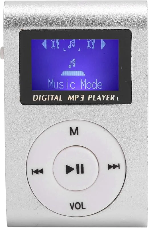bärbar mini-MP3-musikspelarset sport bakklipp ultralätt spelare LCD-skärm MP3 med integrerat minneskort expansionsplats stöd för minneskort (silver) — Portabel digital och ljud