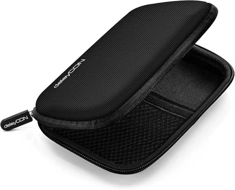deleyCON Hårddiskfodral Hårddiskar Fodral HDD-Fodral - För 2, 5-Tums Hårddiskar och SSD - Robust & Stötsäker - 2 Innerfack av Nät - Svart — Hårvård