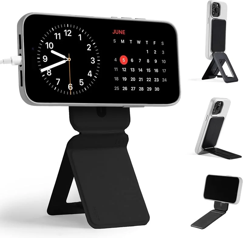 MOFT stativ för iPhone 15, 14, 13, 12-serien, snap osynligt mobiltelefonstativ med 3 lägen för självvloggning, surfning, makrofotografering, videosamtal, bärbart lätt mobilstativ, svart — Mobil och surfplatta