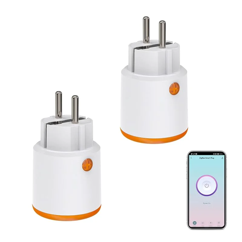 Smart Power Plugs: Zigbee Smart Plug med mät- och timerfunktion, Tuya appkontroll, push-meddelande, Zigbee Hub krävs, 16 A Zigbee-kontakt, kompatibel med Alexa Google Home (2-pack) — Smarta hem
