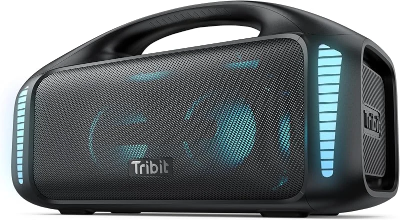 Tribit Bluetooth-högtalare StormBox Blast, bärbar festhögtalare 90 W högt stereoljud med XBass LED-ljusshow Bluetooth 5.3, vattentät IPX7, TWS, 30 timmars speltid för utomhusbruk — Hörlurar och ljud