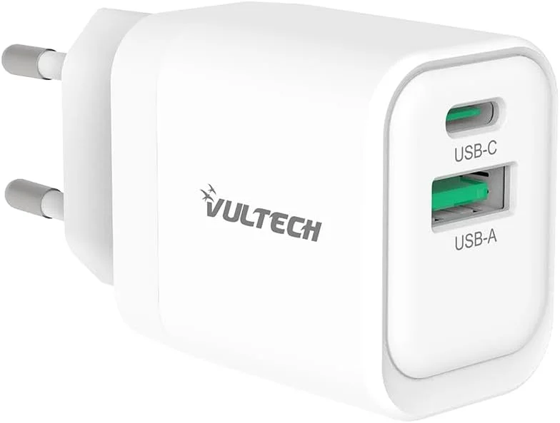 VulTech CC33-1C1A universal smartphone laddare surfplatta 33W GaN USB + typ-C, USB-C PD3.0 QC3.0 PPS vit - kompakt storlek — Mobil och surfplatta