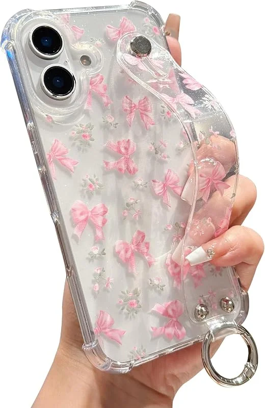 LLZ.COQUE Armband skal för iPhone 16 klar glitter, rosor — Mobil och surfplatta