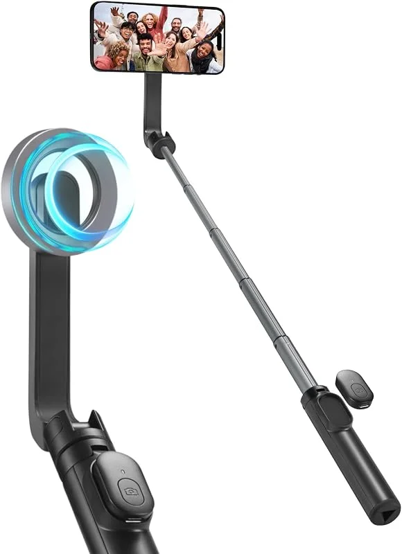 Spigen Magnet Selfie Stick Stativ Wondersnap [Spigen MagFit Technology] 180° roterbar med trådlös Bluetooth-fjärrkontroll Kompatibel med Magsafe iPhone 15 14 13 Pro Max, Samsung Galaxy S24 S23 - Svart — Mobil och surfplatta