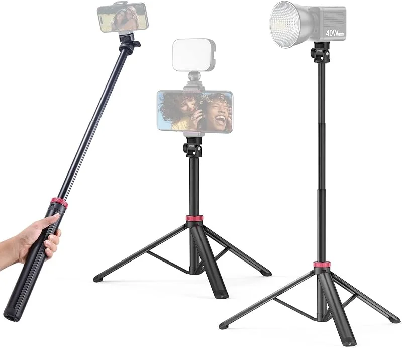 ULANZI MT-79 mobiltelefonstativ, 204 cm utdragbar allt-i-1 selfiepinne av aluminium, kamerastativ med 180° vinkeljustering och 1, 4 tum skruv för smartphone, kamera, videoljus — Mobil och surfplatta