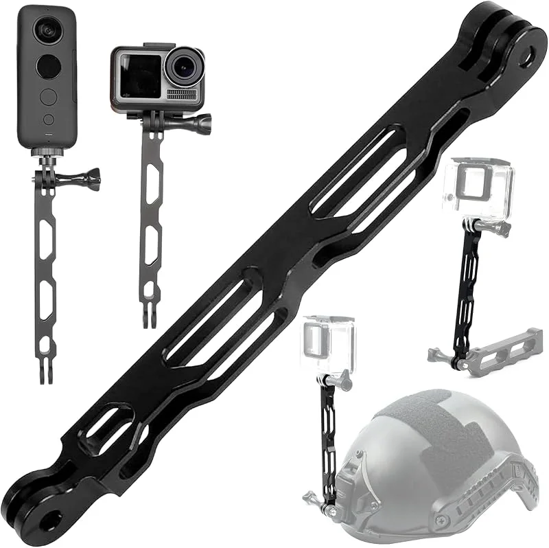 Kamerans förlängningsarm, hjälmförlängningsarm, Gopro tillbehörshjälm förlängning, förlängningsarm i aluminiumlegering, för GoPro Hero 8, 7, 6, 5, 4, 3 och actionkamera — Portabel digital och ljud
