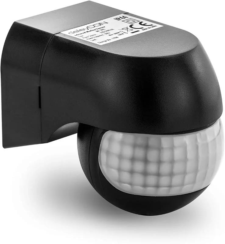 deleyCON Infraröd Rörelsesensor IP44 180° 12m, 1 Styck - Svart — Smarta hem