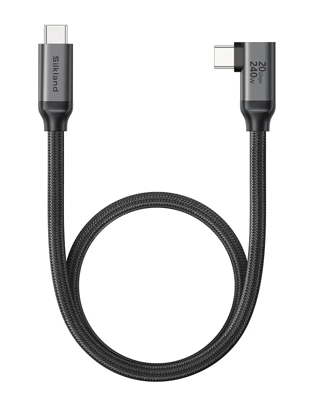 Silkland USB-C 3.2 Gen2×2 Kabel Vinkel, 20Gbps Datakabel USBC Kort 50CM — Mobil och surfplatta