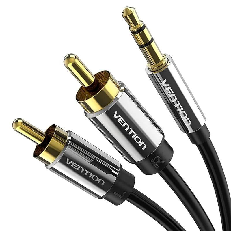 VENTION RCA-kabel 3, 5 mm kontakt till 2 RCA-kontakter för ljudkabel AUX-kabel stereo Y-splitter-adapterkabel, kompatibel med smartphones, högtalare, hemmabio, TV, hiFi-system – 0, 5 m — Hörlurar och ljud