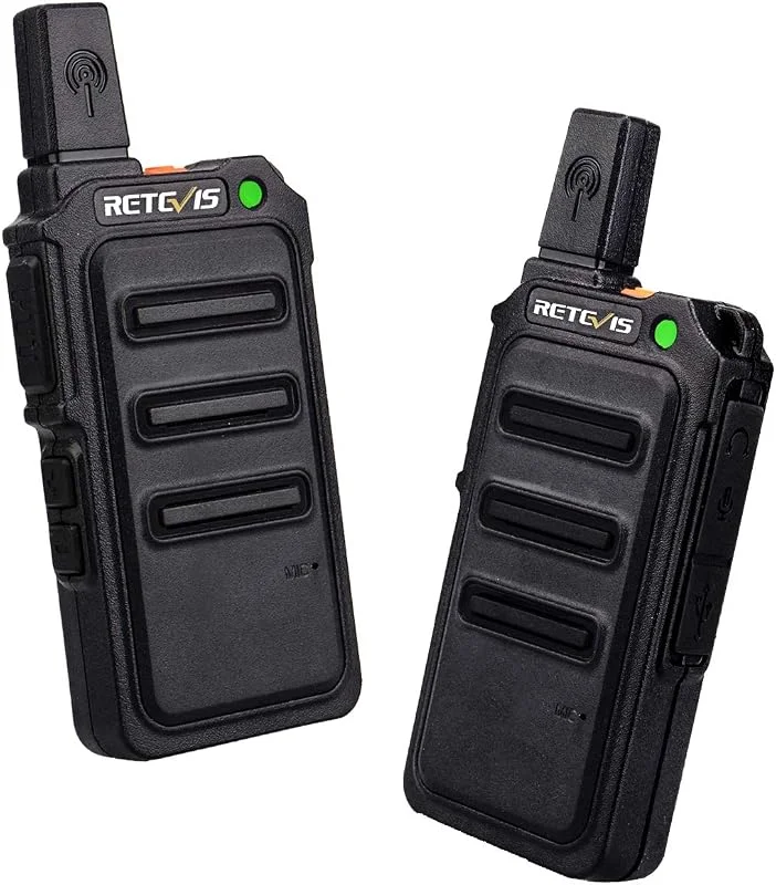 Retevis RT619 Walkie Talkie, PMR446 1300mAh Uppladdningsbar Tvåvägsradior Micro USB, VOX, Metal Back Clip, Mini Hiking Radioapparater Professional för Familjen, Cykling (2 ST, Svart) — Portabel digital och ljud