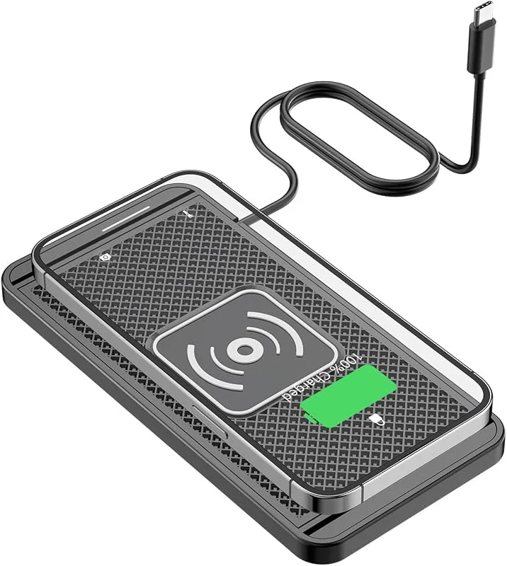 Induktiv laddningsstation bil trådlös laddare 15 W snabbladdande dyna halkfri dyna hållare kompatibel med iPhone Samsung mobiltelefoner — Mobil och surfplatta