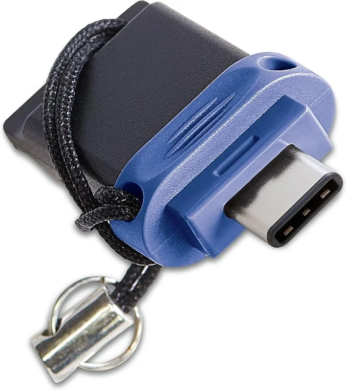 Verbatim Store 'n' Go Dual USB-minne, USB 3.2 Gen 1 & USB-C, 64 GB, 2-i-1-minne, USB-C, USB-A, externt minne för smartphone bärbar dator & Co, datastick, blå, svart — Datortillbehör