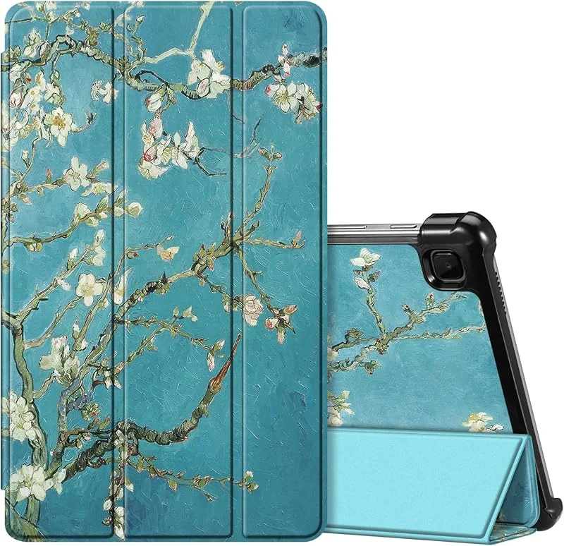 Fintie slimmat fodral för Samsung Galaxy Tab A7 Lite 8, 7 tum 2021 modell (SM-T220, T225, T227), ultratunt lätt hårt skal med hårt bakstycke tredelat stativ fodral, blomster — Mobil och surfplatta