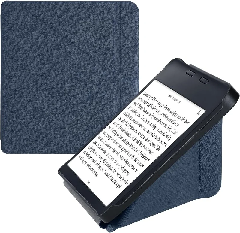 kwmobile Skyddsfodral för Kobo Libra 2 Fodral - Konstläder Case - eReader Fodral med Auto Sleep-funktion - Stativfodral - Mörkblå — Portabel digital och ljud