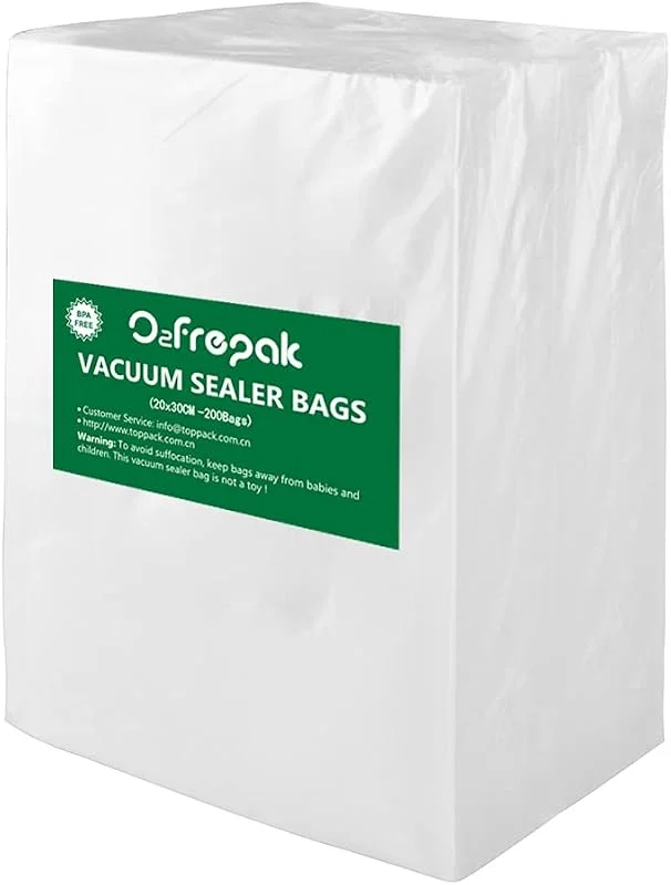 O2frepak 20x30cm(200Väskor) Förskuren texturerad präglad sous vide-matvakuumförpackning för matförslutningsmaskin förvaring fryspåsar rullar mat — Kök & Hushåll