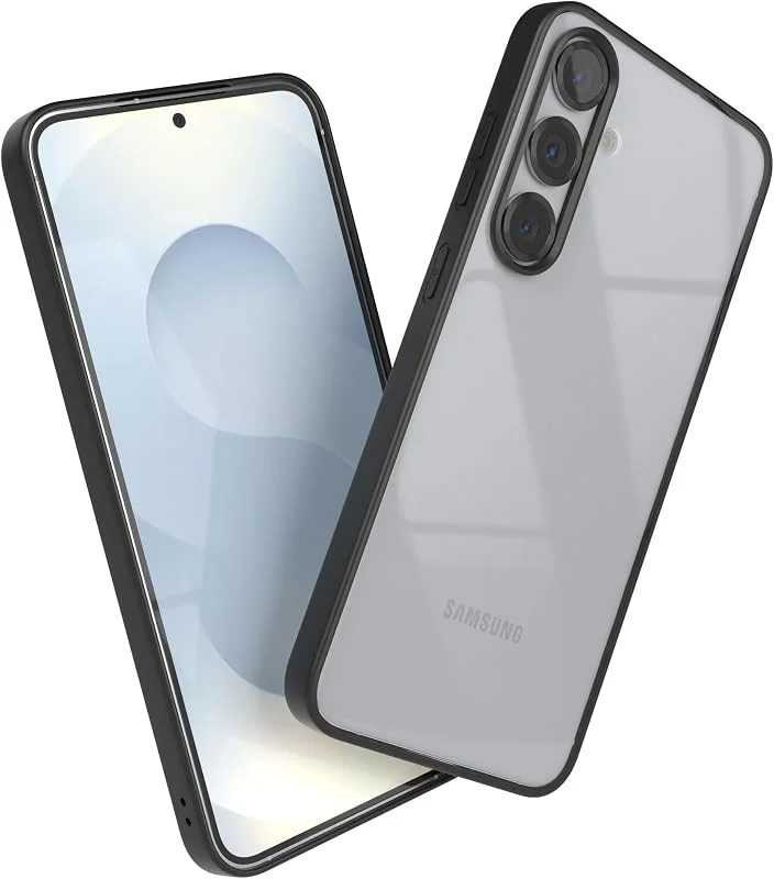 EAZY CASE - Clear Hybrid Bumper Fodralet är kompatibelt med Galaxy S25 Plus, Stötsäkert och reptåligt mobilskal med kameraskydd, slimmat skyddsfodral, smartphonefodral, Svart — Mobil och surfplatta