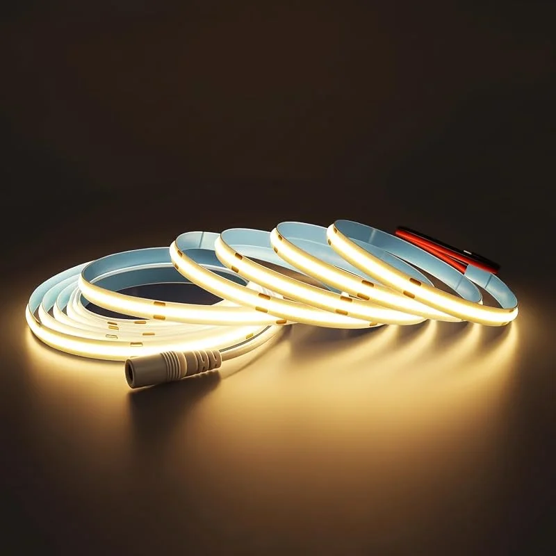 Arotelicht COB LED-remsa 12V LED Strip Warm White 3000K 2m COB LED remsor utan adapter Dimbar High Density Light 320LEDs, m IP20 för sovrum kök heminredning — Smart belysning