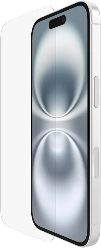 Belkin ScreenForce UltraGlass 2 ytbehandlat skärmskydd för iPhone 15, iPhone 14 Pro, reptåligt, tunt glas testat för hårdhetsgrad 9H, monteringsform för applicering utan luftbubblor medföljer — Mobil och surfplatta
