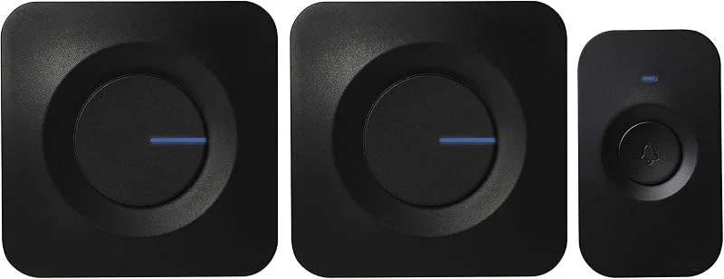 EMOS P5730 Radioklocka med 2 ringklockor, dörrklocka set med ringknapp och 2 mottagare, 52 melodier, 180 m räckvidd, 5 volymer upp till 90 dB, batteridriven, vit — Smarta hem