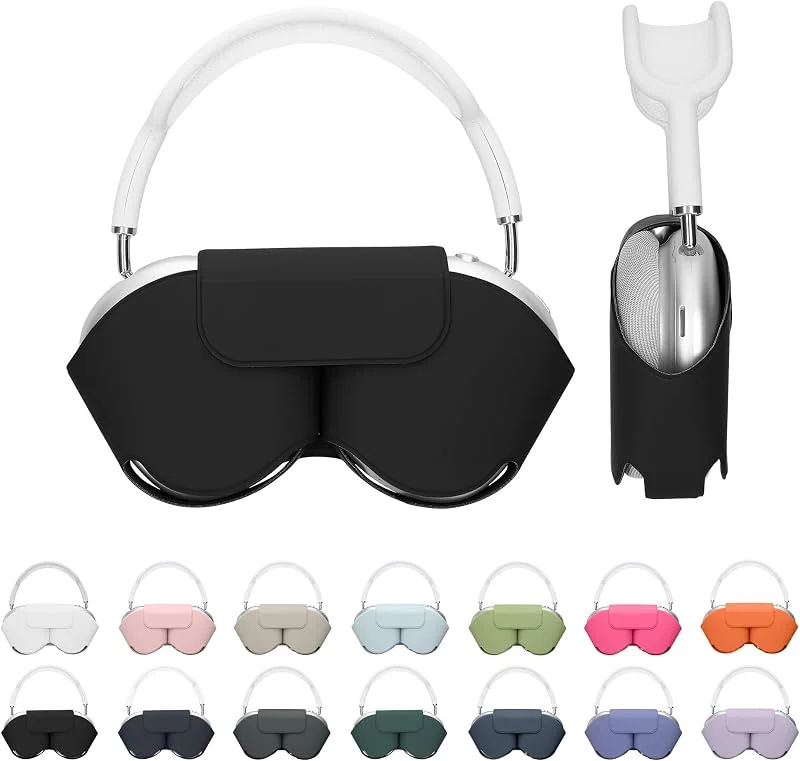 kwmobile Fodral för Apple AirPods Max, AirPods Max 2 fodral – mjukt polyesterhörlurar skydd – sömn-mode kompatibelt – svart — Mobil och surfplatta