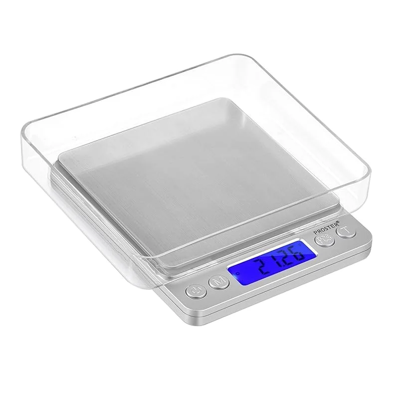 Matvåg mini digital fickvåg 0, 01-500 g köksvåg med bakgrundsbelyst LCD-display våg för kök mat frukt smycken som väger med 2 brickor — Kök & Hushåll