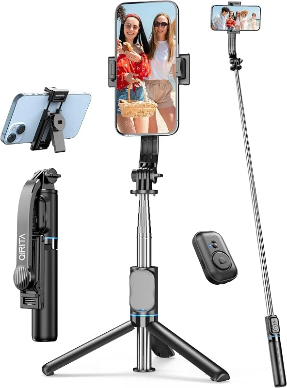 Selfie pinne, 106 cm mobiltelefonstativ expanderbar mobiltelefonstativhållare med avtagbar fjärrkontroll och mobiltelefonstativ, selfie-stång stativ för smartphone 360° roterbar kompatibel med iPhone — Mobil och surfplatta