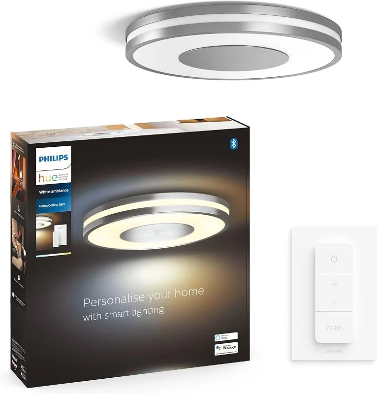 Philips Hue Being plafon, silver (inkl. Hue Dimmer Switch) — Smart belysning