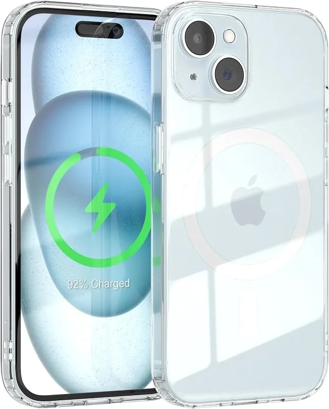 EAZY CASE för iPhone 15 Kompatibelt med Qi-laddning Stötsäkert och reptåligt, tunt, genomskinligt skyddsfodral med kameraskydd Hybrid Silikon Telefonskal Färg: Transparent — Mobil och surfplatta