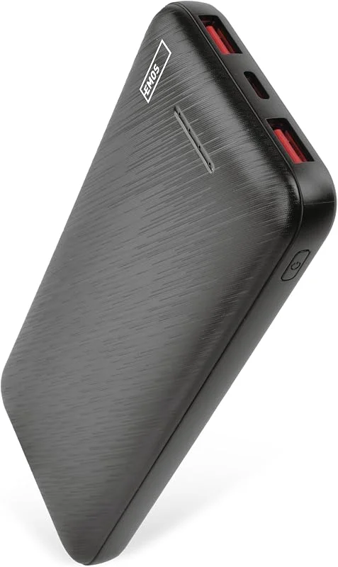 EMOS - Alpha Q3 Powerbank 10 000 mAh - externt batteri med genomströmning - 2 USB-A + 1 USB-C-utgång PD20W - 10 000 mAh, 37 Wh - inkl. datakabel - auto på, av - för smartphone, surfplatta - svart — Mobil och surfplatta