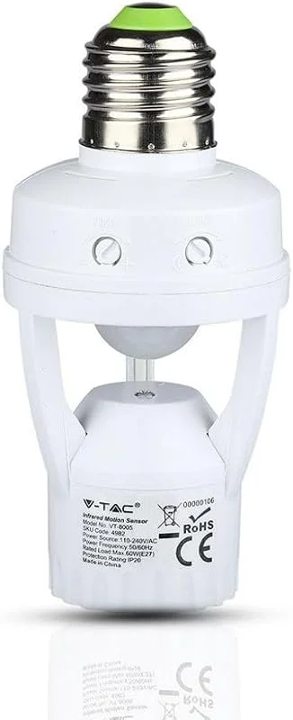 V-TAC VT-8005 Sensor Med E27 Hållare — Smart belysning