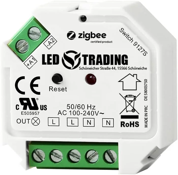 Infällda moduler dimmer, 1 kanal för 230 V max. 200 W LED med knapp, strömbrytaranslutning fasavsnitt dimbara lampor, transformatorer och lampor (omkopplarställdon för strömbrytare) — Smarta hem