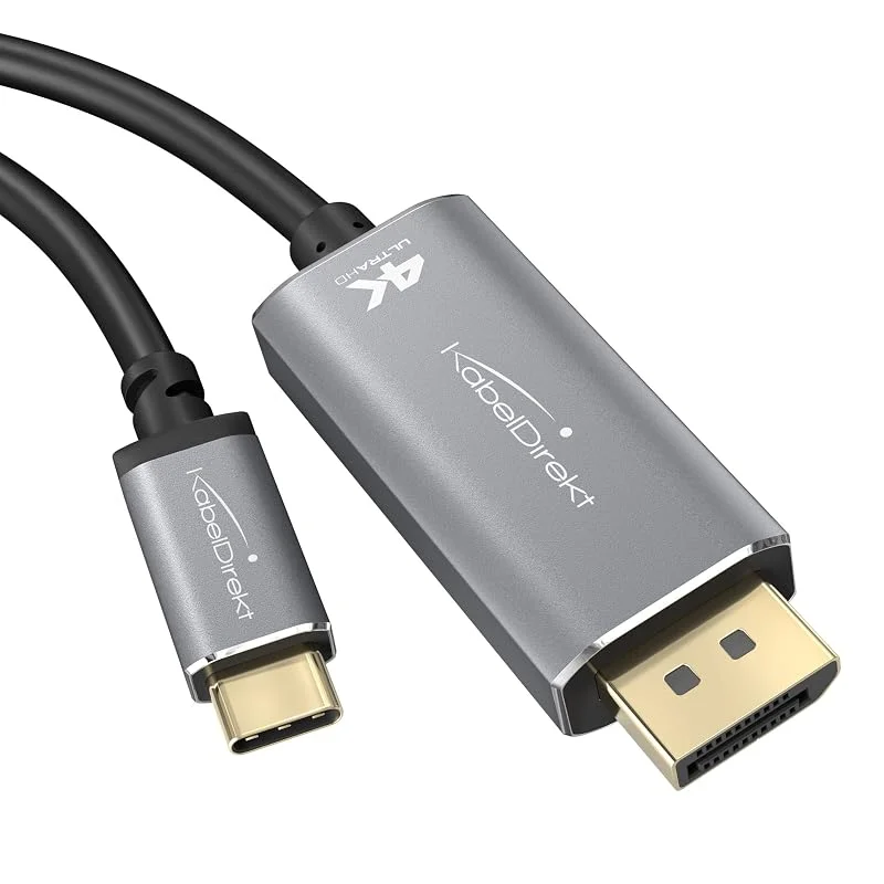 KabelDirekt – USB-C- till DisplayPort-adapter och kabel – 2m — Laddning och kablar