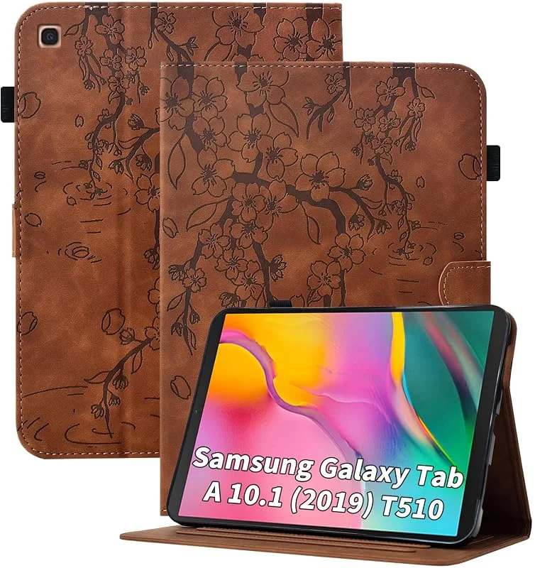 Fodral för Samsung Galaxy Tab A 10, 1 tum 2019, Flip Case Cover för Galaxy (SM-T510, T515, T517) surfplatta folio skyddsfodral stativ PU läderfodral – brun — Mobil och surfplatta
