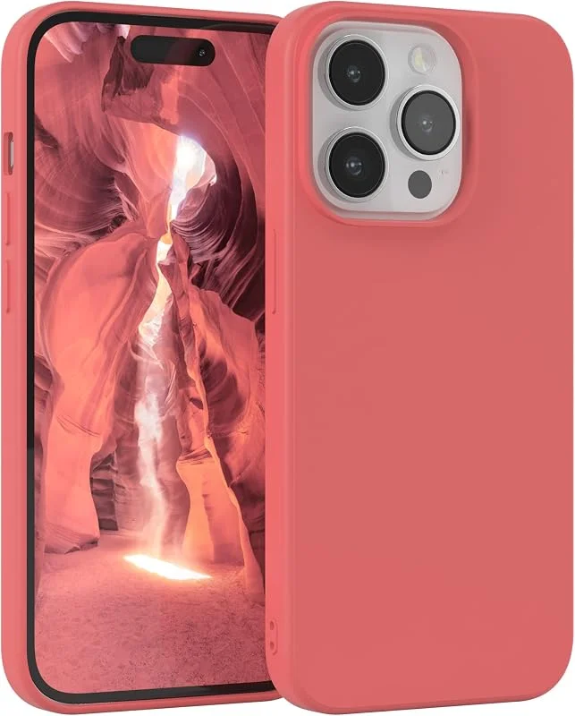 EAZY CASE Silikonfodral kompatibelt med iPhone 14 Pro i Ljusröd — Mobil och surfplatta