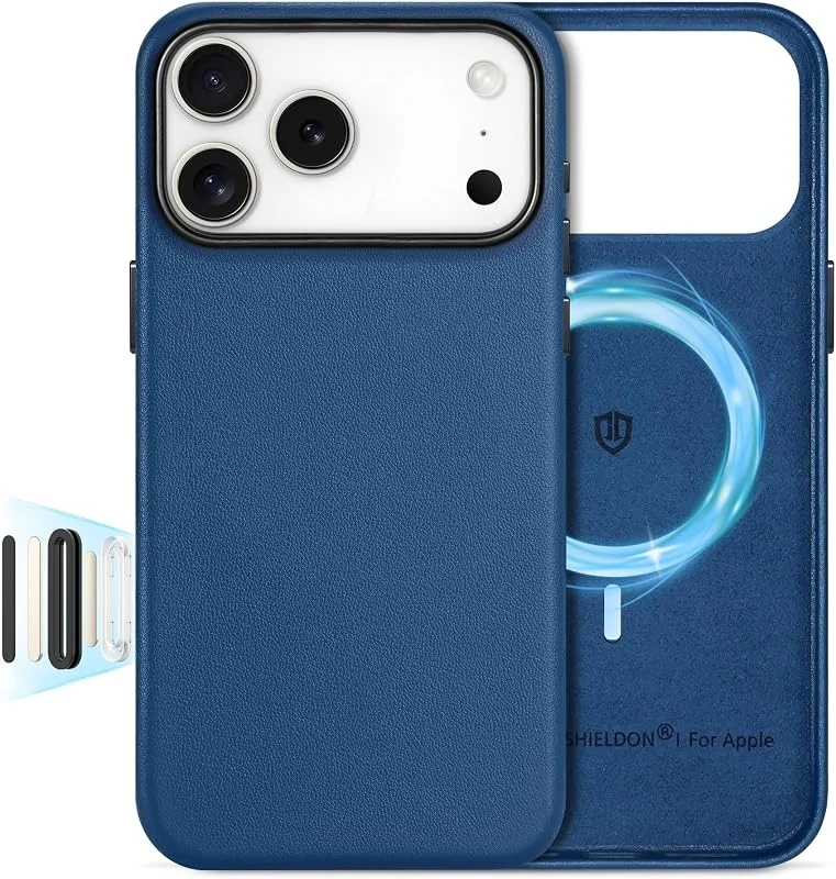 SHIELDON läderfodral för iPhone 18 Pro Max, iPhone 17 Pro Max 6, 9", kungsblå — Mobil och surfplatta